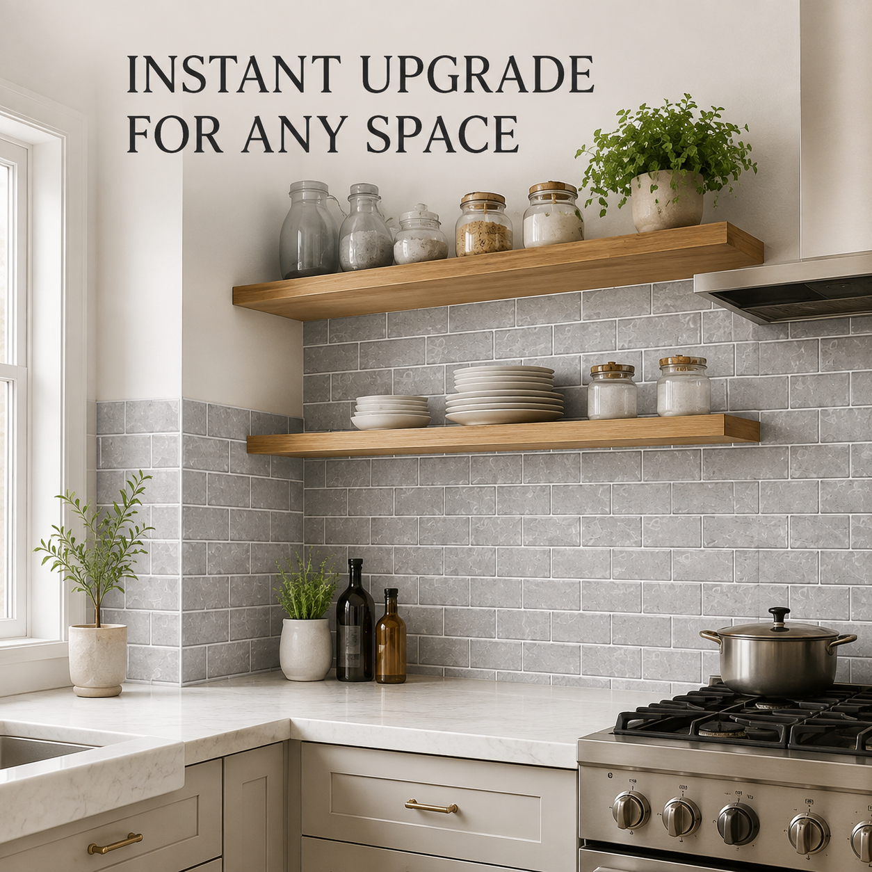 Liorava Gray Marble Peel & Stick Backsplash Tiles