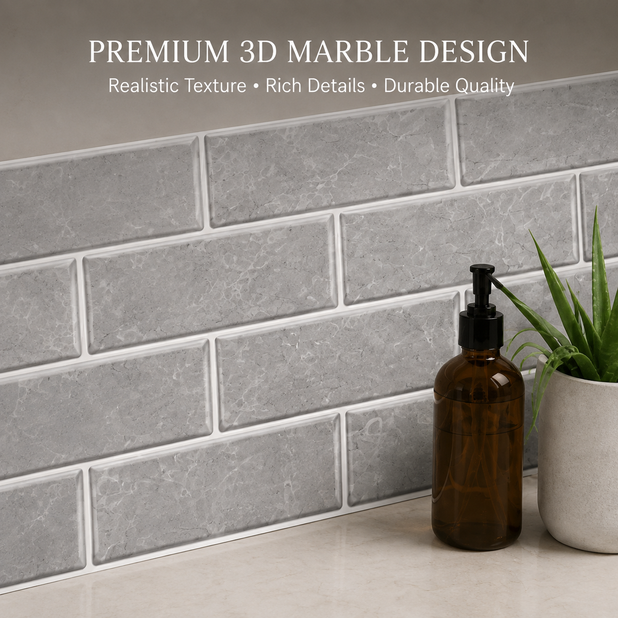 Liorava Gray Marble Peel & Stick Backsplash Tiles